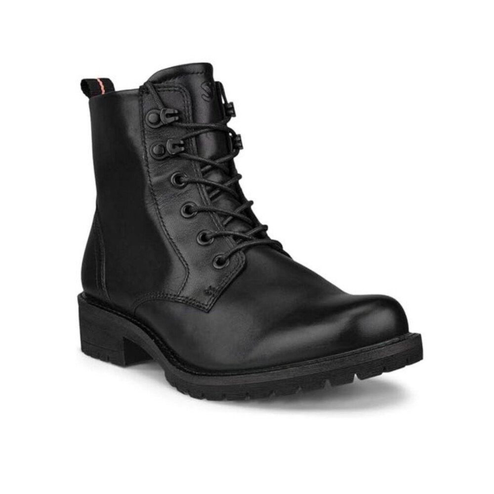 NIB Ecco Elaina Black Leather Boot Size EU37 US6.5